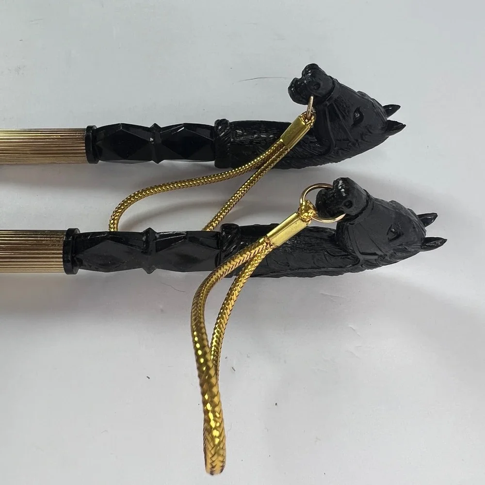 VTG Brush & Shoehorn Set Equestrian Horse Head Made in Japan Elegant Black Gold